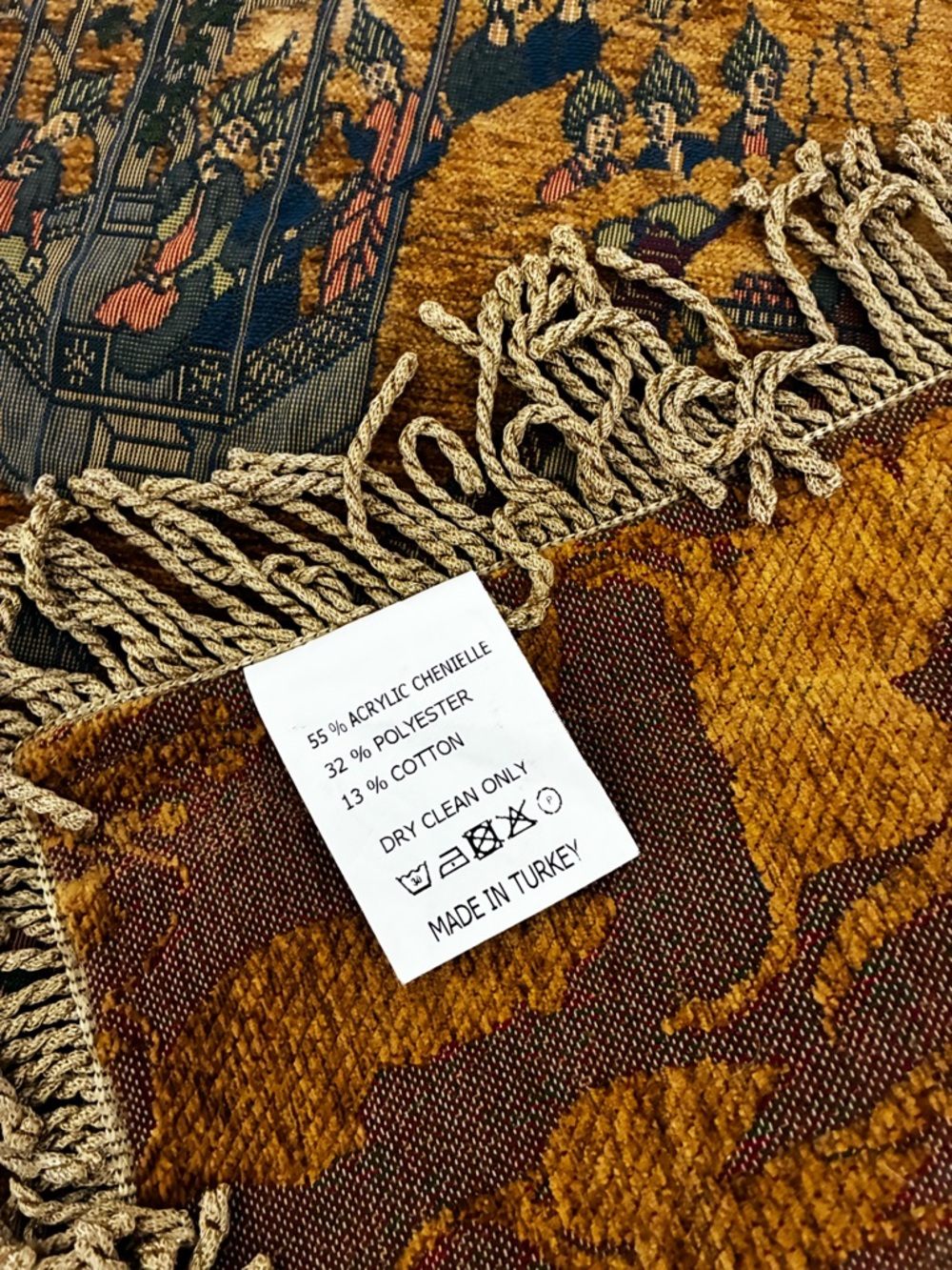 Turkish Decorative Mustard Gold Rug or Wall Hanging - Picture 4 of 6